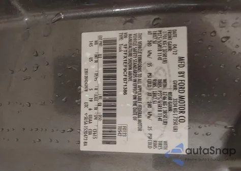 2012 Ford F-150 Xlt z USA, uszkodzony, nr VIN 1FTFX1EF9CFB71386